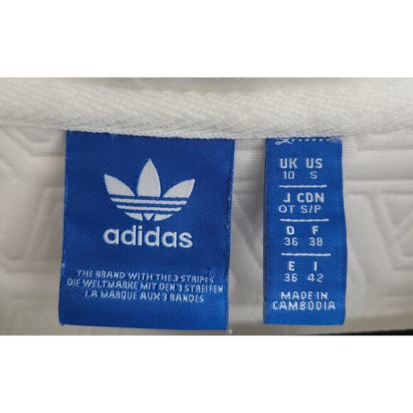 Adidas Originals Womens Size S White Blue Stripe Big Logo Geo Pattern Hoodie - Picture 5 of 5